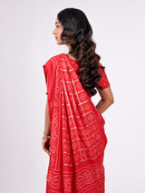 Moss Georgette Foil Bandhej Print Saree