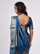 Marshmello Crape Georgette With Weaving Jari Panel Pattern & Print