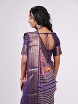 Marshmello Georgette Weaving Jari Pattern With Up Down Print