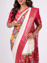 Marshmello Georgette Weaving Pattern Centre Print