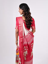 Marshmello Georgette Weaving Pattern Centre Print