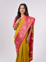 Marshmello Georgette Weaving Pattern Border Print