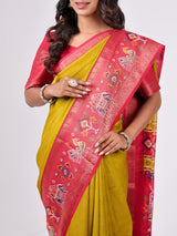 Marshmello Georgette Weaving Pattern Border Print