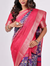 Crape Jequard Jari Design & Border With Print
