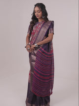 Crape Jequard Jari Design & Border With Print
