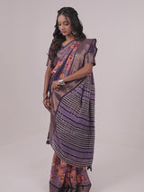 Marshmello Georgette Weaving Jari Pattern With Up Down Print