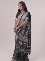 Tusser Georgette With Weaving Jari Pattern With Centre Print