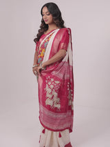 Marshmello Georgette Weaving Pattern Centre Print