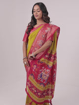 Marshmello Georgette Weaving Pattern Border Print