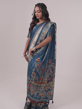 Marshmello Crape Georgette With Weaving Jari Panel Pattern & Print