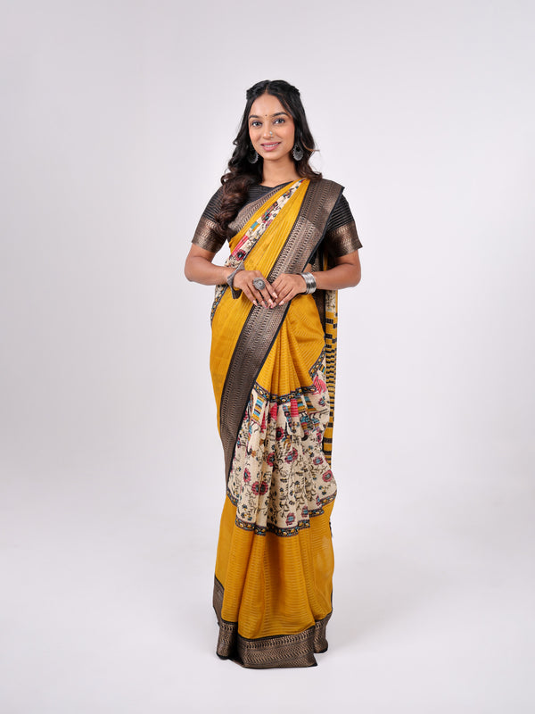 Crape weaving ev jequard pattern with centre print