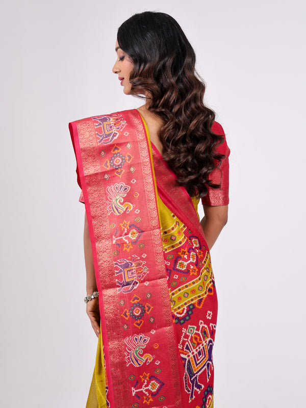 Marshmello Georgette Weaving Pattern Border Print